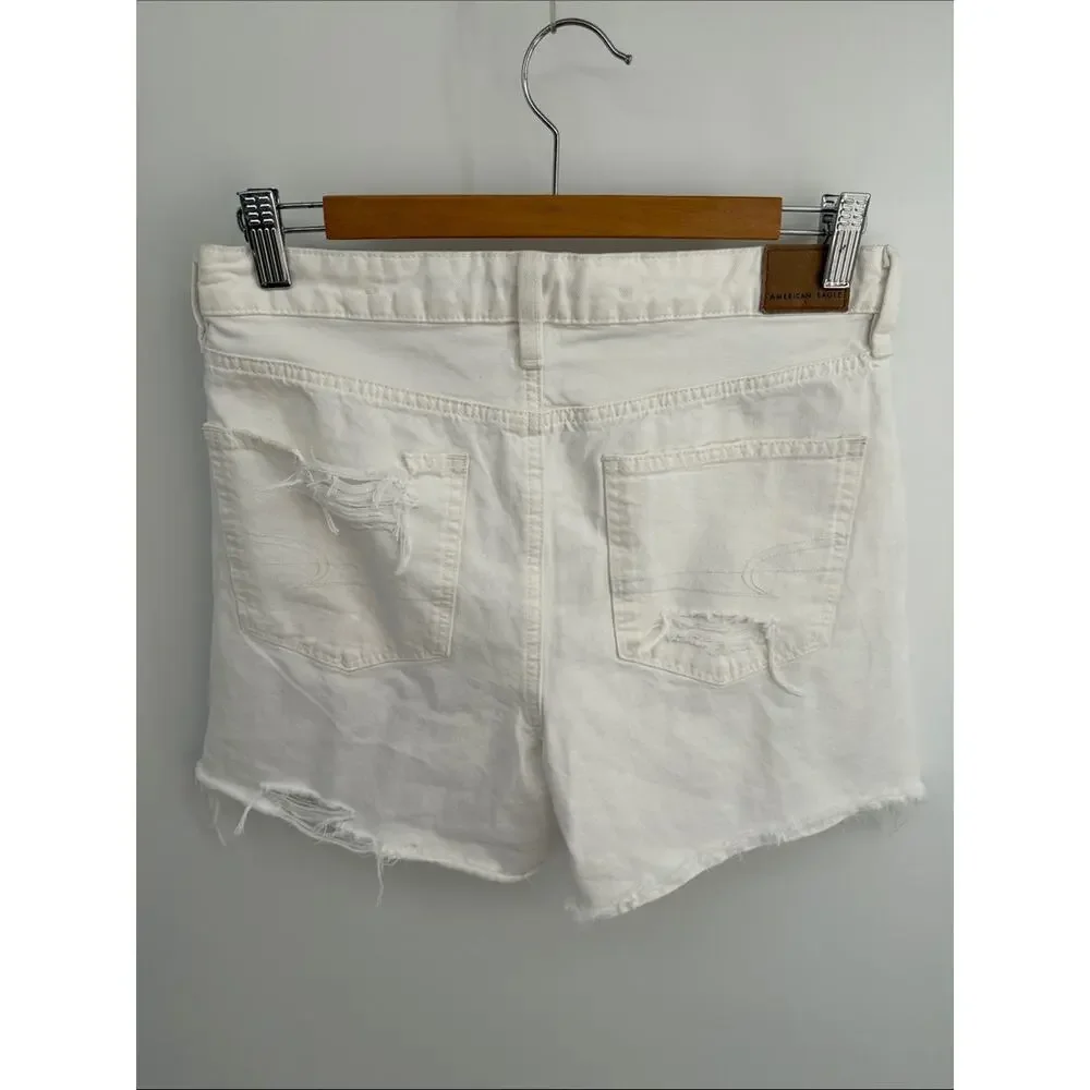 American Eagle Highest Rise Baggy Short distressed denim jean long inseam shorts